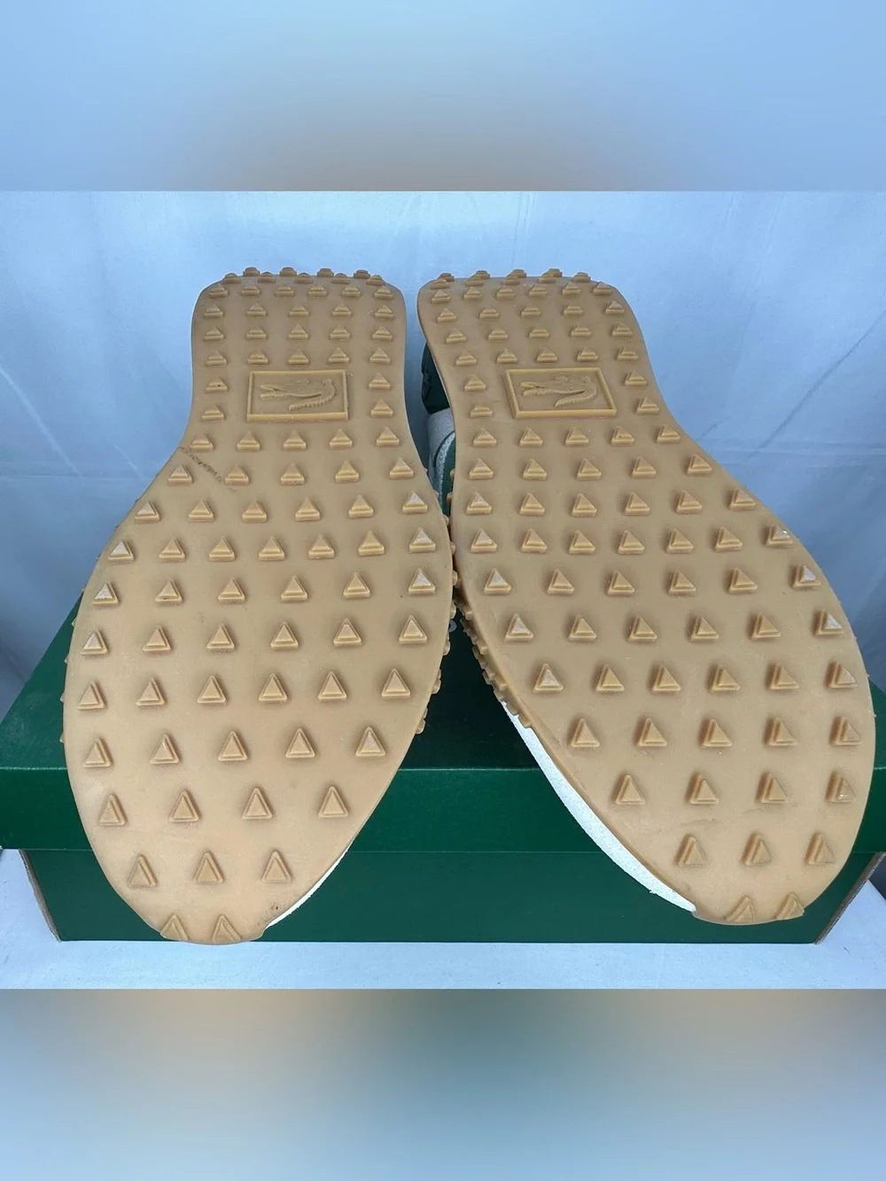 Lacoste White, Beige & Green Retro Runner Sneakers